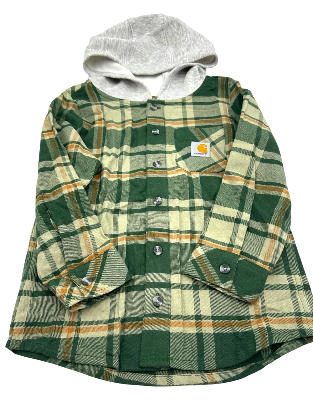 Carhartt Long Sleeve Flannel Button Front Hooded Shirt Jacket Size 6
